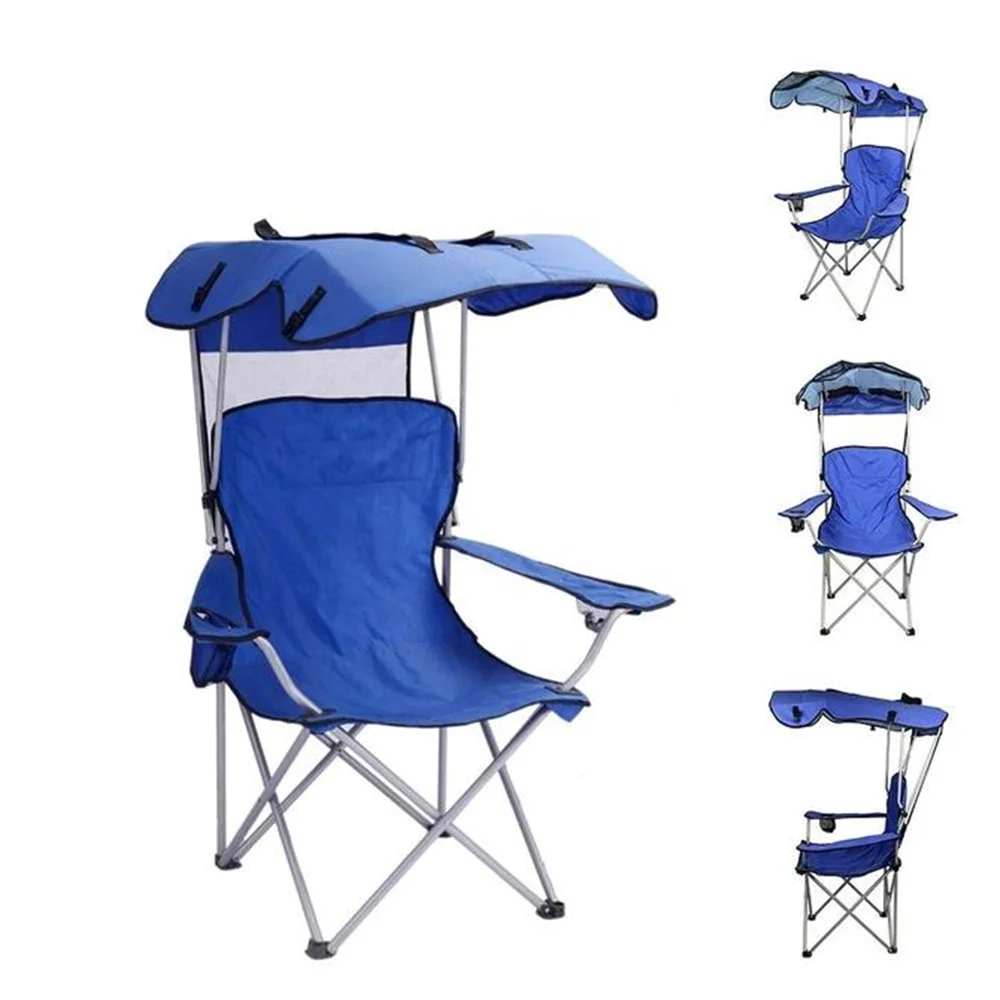 저렴한 휴대용 낚시 접는 캠핑 캐노피 의자 컵 홀더 야외 캐노피 비치 의자 수영장 의자 휴가