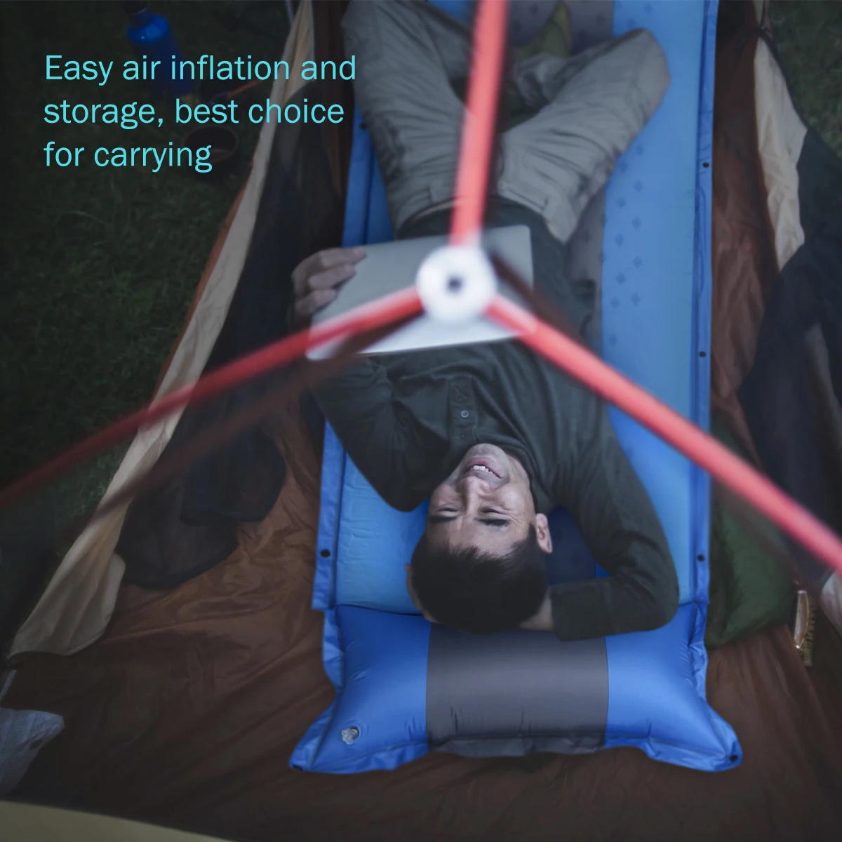 LULULION Portable Inflating Sleeping Pad Compact Lightweight Camping Sponge Padding Mattress for Hiking Outdoor Activities 3CM | Спорт и