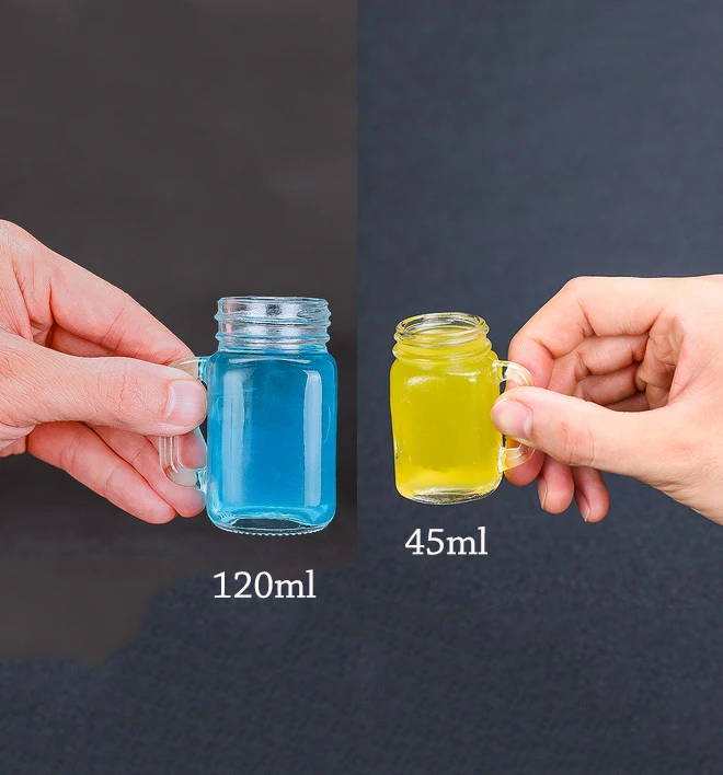 4 шт Мини банка чашка Мейсона Стекло выстрел набор с ручки виски питьевой