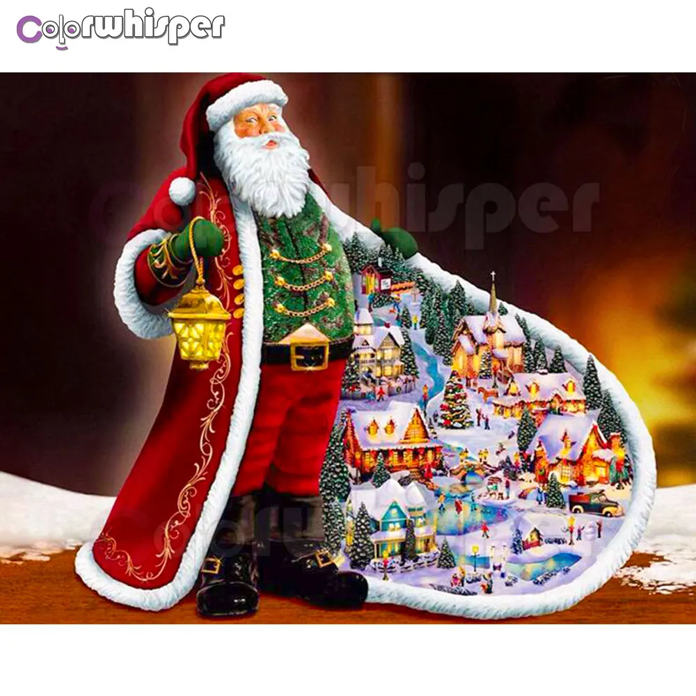 Алмазная живопись полноразмерная/круглая картина с рождественским Санта