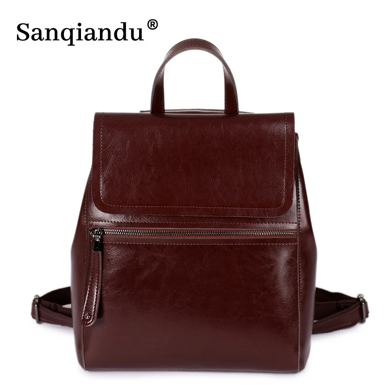 

Genuine Leather Backpack Women Anti Theft Fashion lady High Quality Youth Leather Backpacks for Girls Female School Shoulder Bag