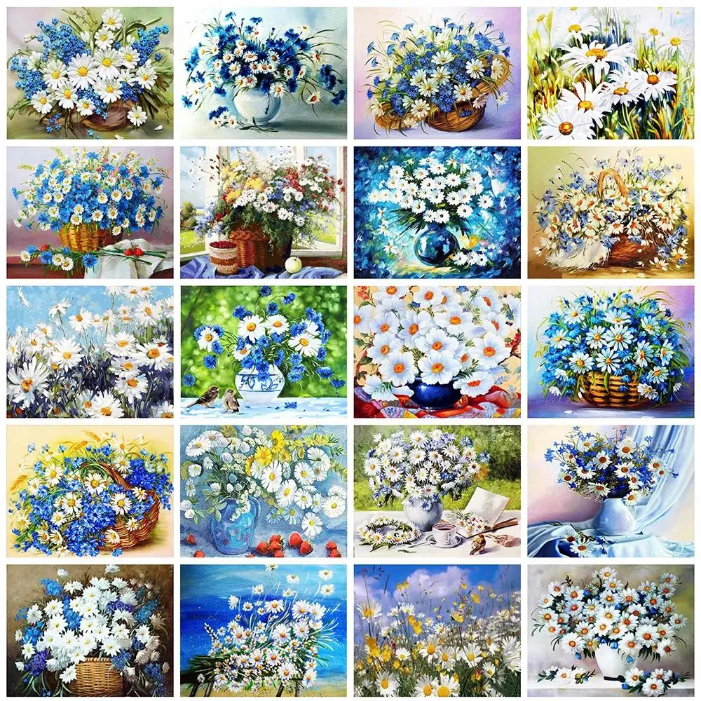 

Full Square Diamond Painting Daisy 5D DIY Diamond Embroidery Cross Stitch Flower Mosaic Rhinestones Home Decoration