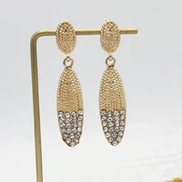 clear crystal embellished thin oval dangle earrings for women gold silver 2 colors option free shipping fashion jewelry