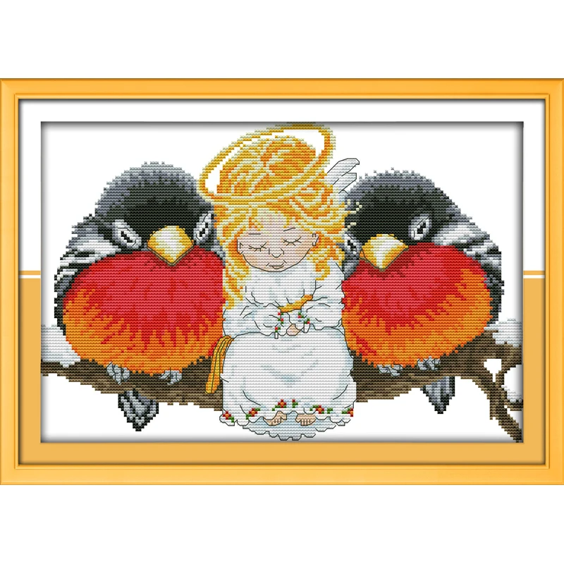 

Everlasting Love Angel And Birds Chinese Cross Stitch Kits Ecological Cotton Stamped 11CT DIY Gift Wedding Decoration For Home