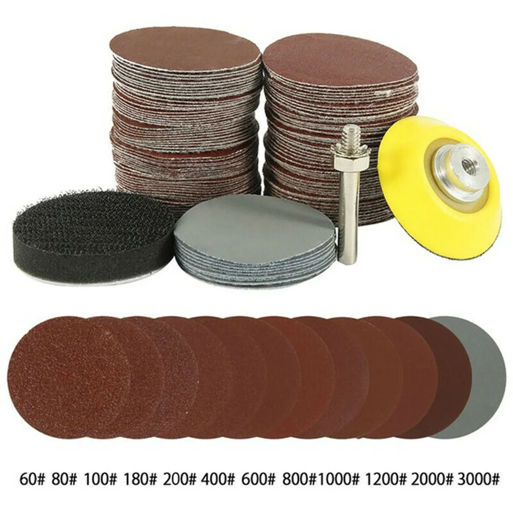 

2 inch Sandpaper Hook and loop 1/4\" Shank Backer Plate 122pcs/set Durable.