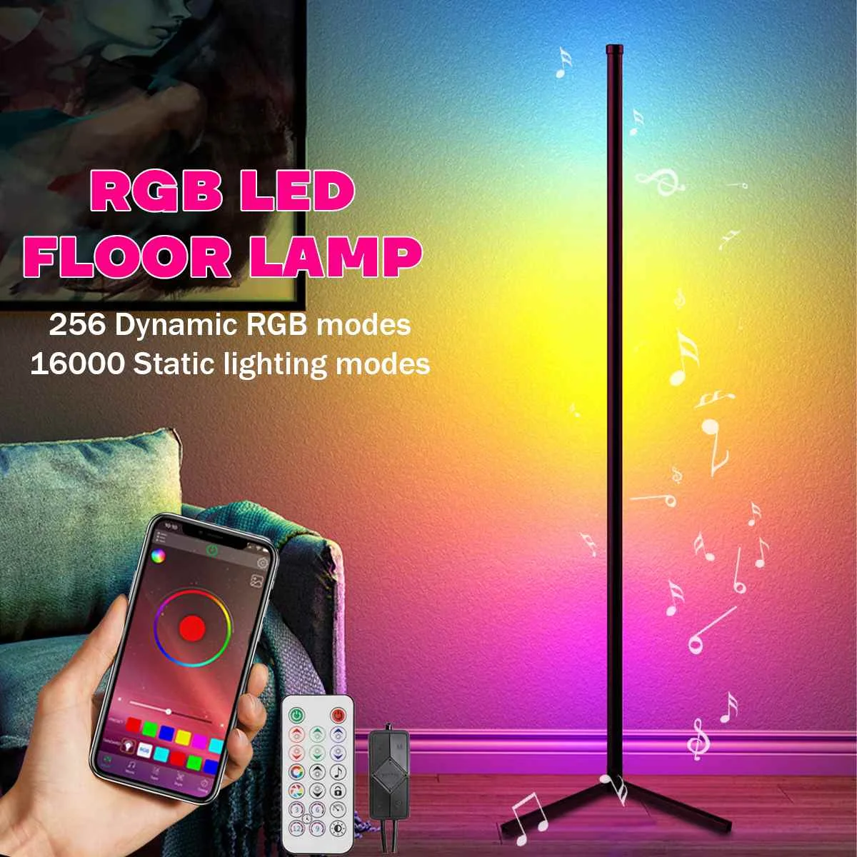 

150cm RGB LED Floor lamp Bedroom Bedside Decoration Floor Light Living Rom Art Decor Indoor Atmospheric Standing Stand Lighting