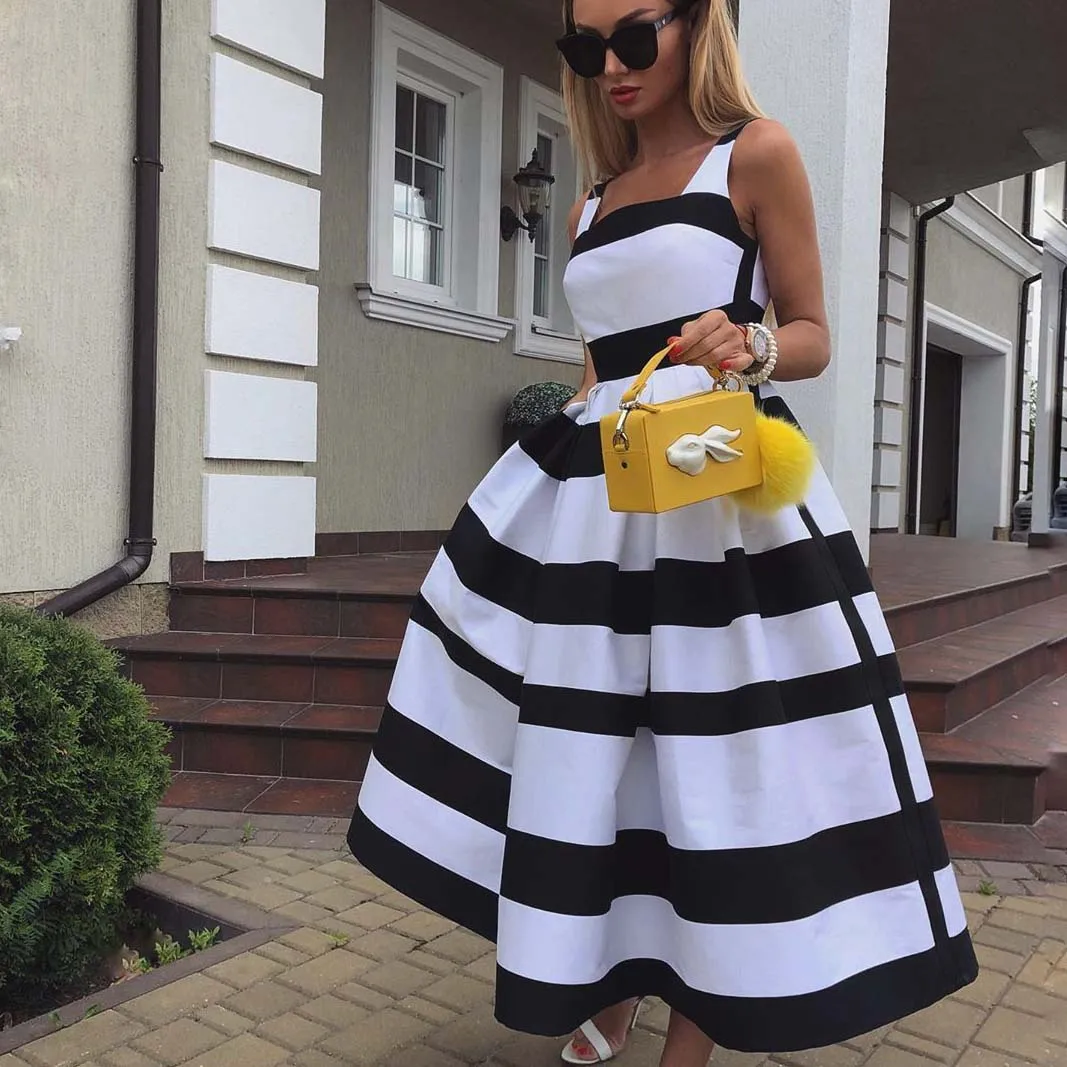 Пикантная обувь в полоску на бретельках богемное Макси платья для Для женщин