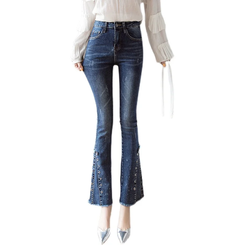 

Skinny Jeans Women's Pants 2021 New Spring and Autumn Korean Style Personalized Trousers Slimming Versatile High Waist Flared