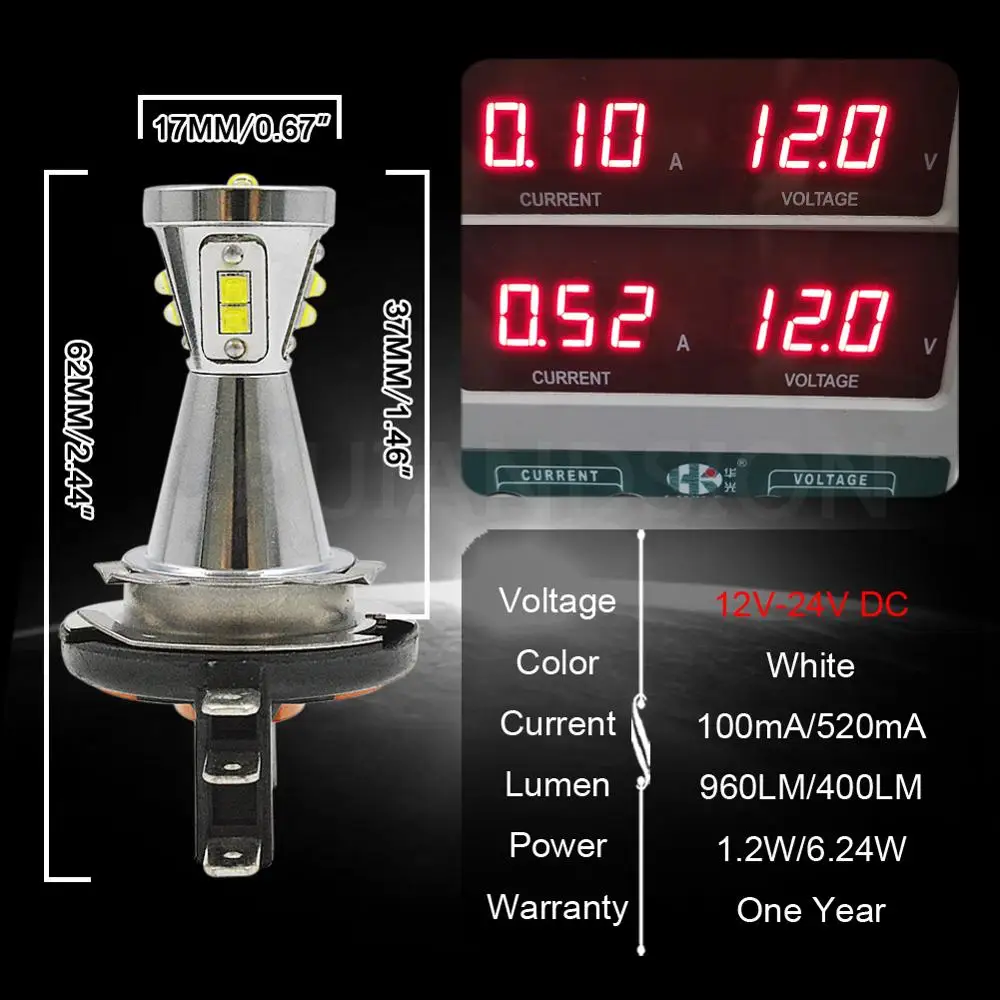 2 шт. 6 Вт H15 светодиодный КРИ чипы 9SMD 12V 24V высокой мощности белый 6000K лампы для авто