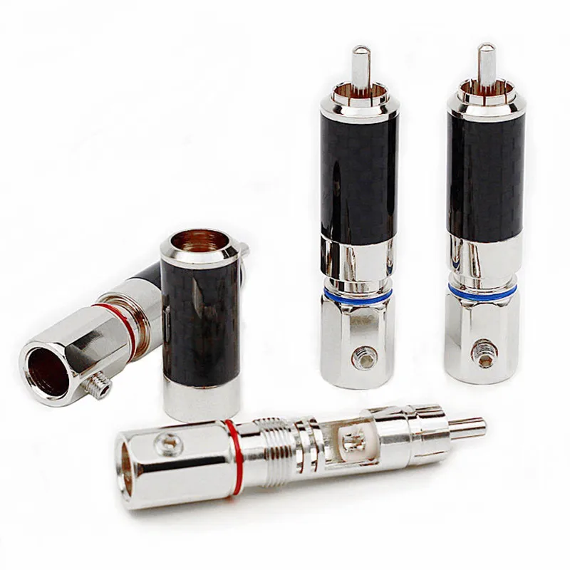 4 серебряных цвета аудио кабель Lotus AV разъем из углеродного волокна позолоченный