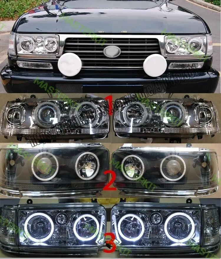 Для Toyota Land Cruiser LC 80 LC80 FJ80 FJ80G FZJ80 FZJ80G FZJ80J 1989-1997 светодиодные фары Angel Eyes LH + RH 2 шт.