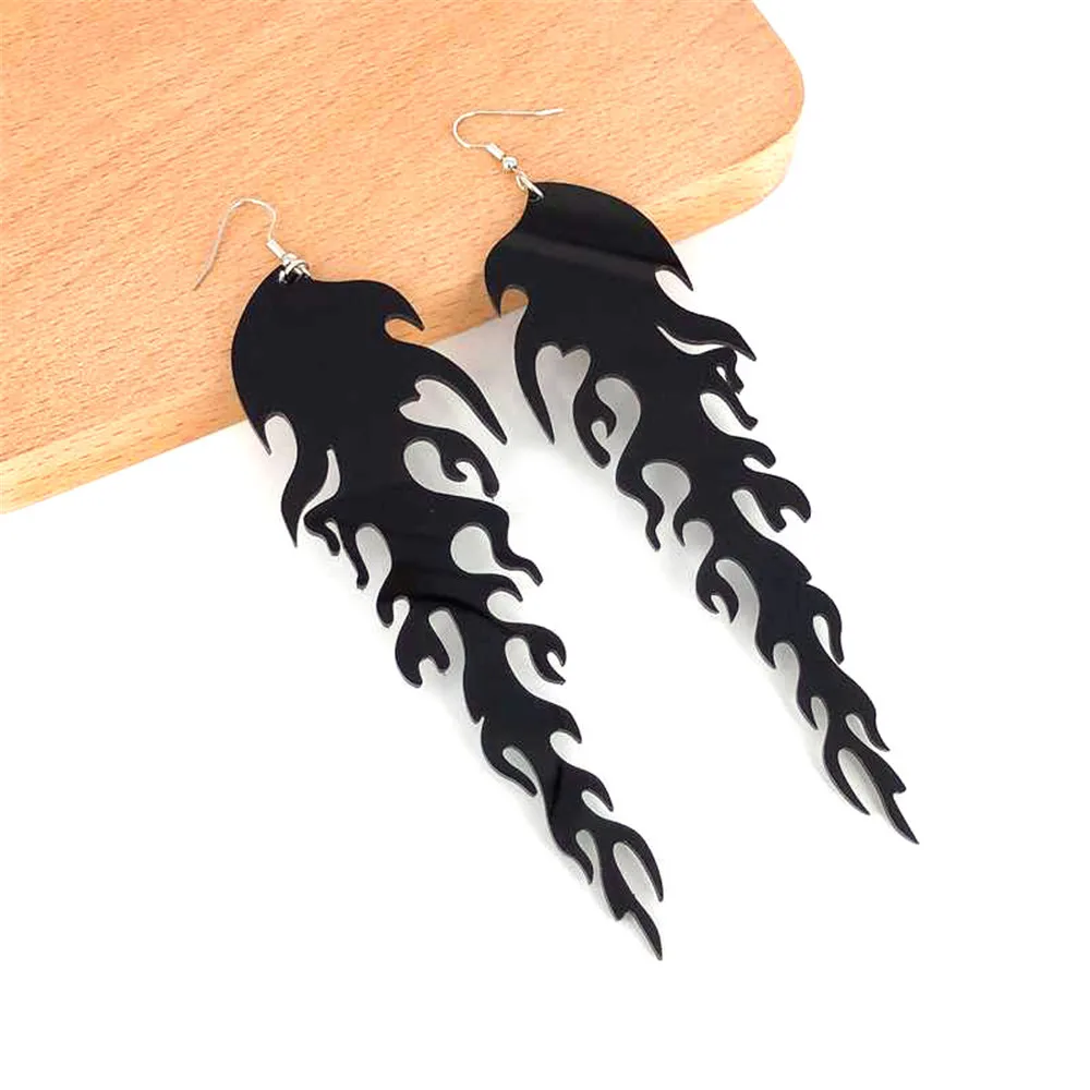 

Fire Flame Drop Earrings For Women Long 15.5cm Dangle Earring Woman Girls Jewellry Neon Green Pink Acrylic Accessories