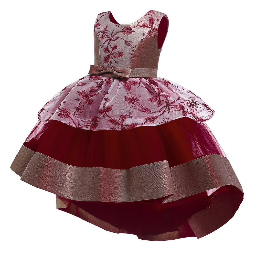 

Платье принцессы для девочек 3-10 лет, элегантное вечернее платье с вышивкой, со шлейфом, на Рождество, свадьбу, одежда