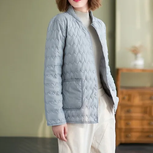 2021 Winter Fashion Women's Jacket Solid Loose Stand-up Collar Cotton-padded Coats Single-breasted Thick Jacket Warm Parkas