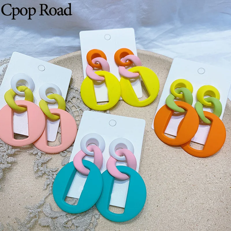 Cpop Красочные Длинные акриловые серьги Модная бижутерия креативные