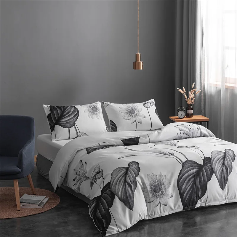 

Tropical Leaf Printed Duvet Cover Set Single Double Twin Queen King Size Bed Linens With Pillowcases Boys Girl Adult Bedding Set