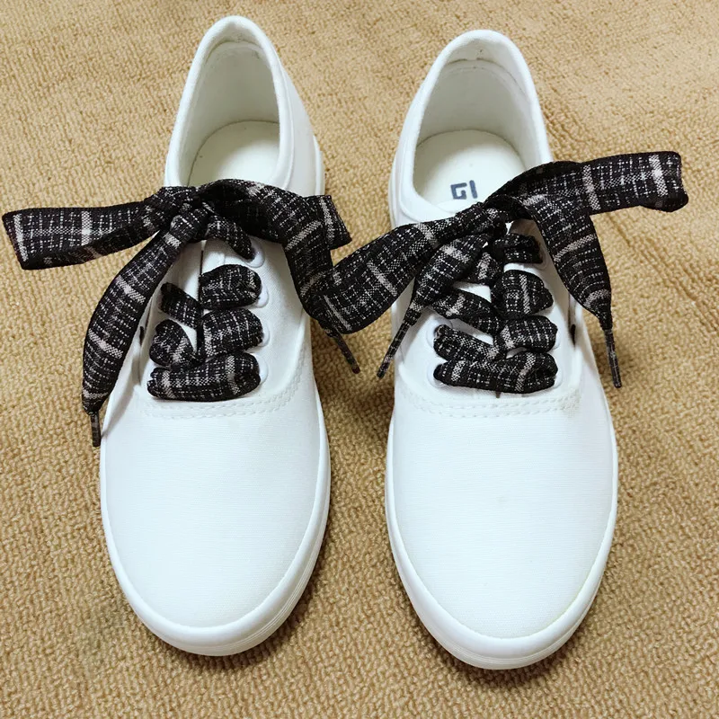 1 пара британский стиль плед обувь на плоской подошве шнурках из хлопка и льна