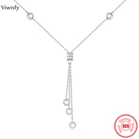 viwisfy 3pccs chain pendant cyrstal real 925 sterling silver necklace woman zircon jewelry gift for girl vw21500