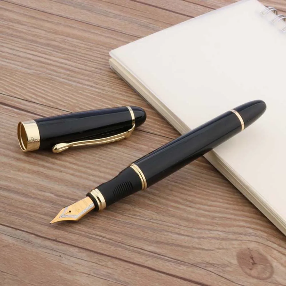 Черная металлическая перьевая ручка JINHAO 450 с золотым зажимом и средним