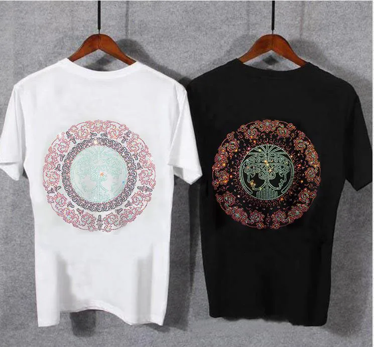 

Diamonds T Shirts O-Neck Short Sleeve Regular Mens Top Quality Men Hip-Hop Rhinestones Tee tShirt