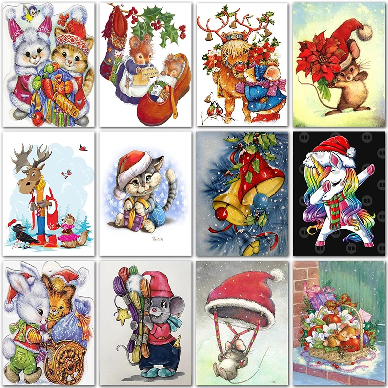 5D DIY Diamond painting animals cat Christmas gift snowman Full Square Diamond embroidery Cross stitch Full Round Diamond mosaic