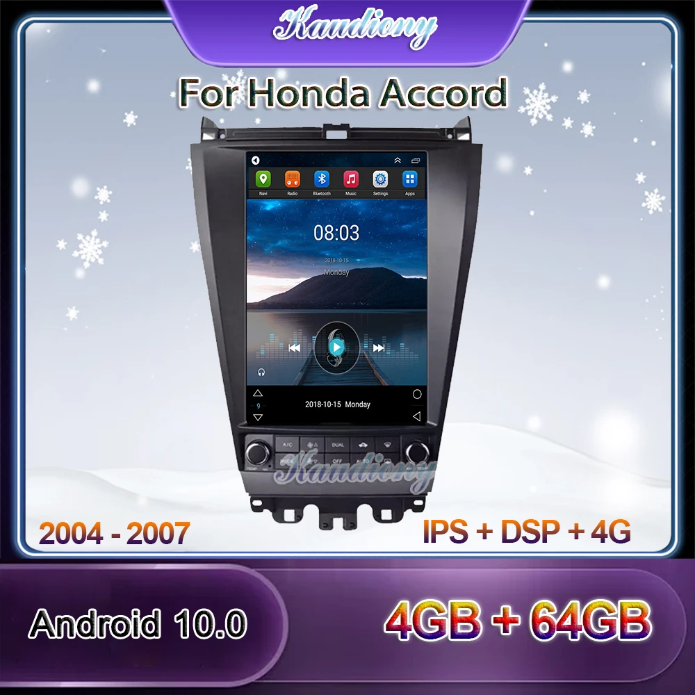 

Kaudiony 12.8" Tesla Style Android 10.0 Car Radio For Honda Accord 7 Car Multimedia Player Auto GPS Navigation 4G DSP 2004-2007