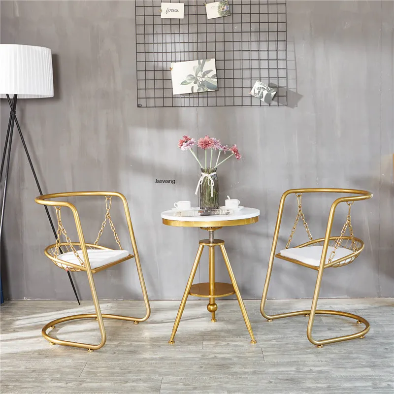 

Кресло-качалка из кованого железа, домашняя мебель в скандинавском стиле для гостиной, современные минималистичные стулья-качалки для дома...