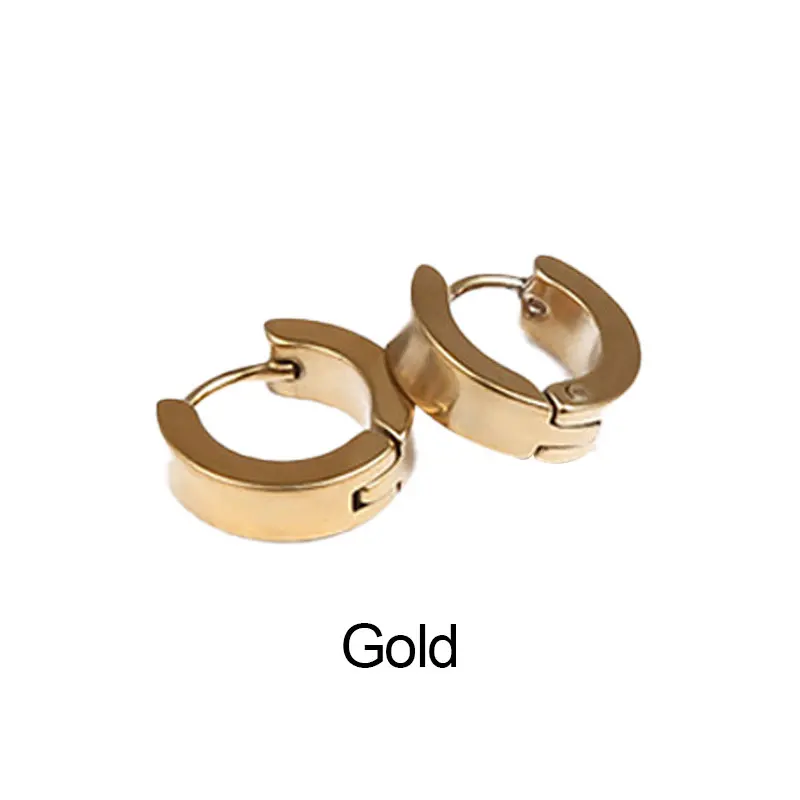 Gold Новинка, маленькие серьги-кольца в стиле рок, серебряные, золотые, нержавеющая сталь, серьги-кольца, унисекс, металлическое покрытие, серьги-клипсы, круглые серьги - Окраска металла: Gold