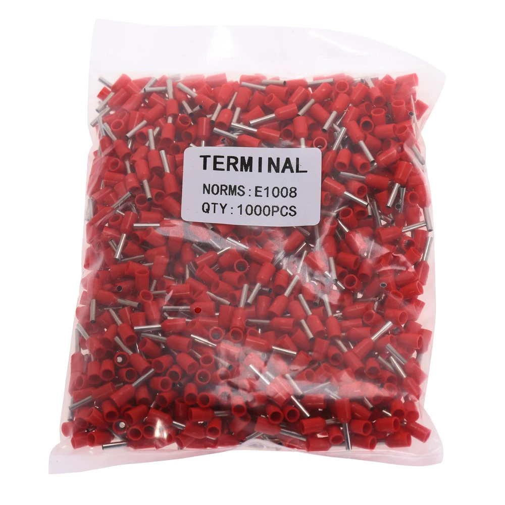 1000pcs/Pack E10-12 E10-18 Insulated Ferrules Terminal Block Cord End Wire Connector Electrical Crimp Terminator | Строительство и