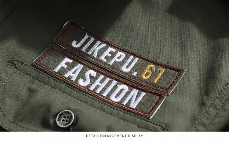 Рубашка мужская в стиле милитари хлопок хаки Повседневная приталенная с