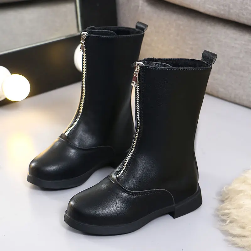 Детские зимние ботинки на меху женские модные шнуровке до колена для принцессы