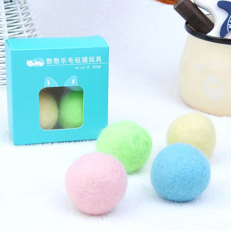 Забавный кот мяч 4 шт./кор. из эластичная шерсть войлочная кошачья игрушка