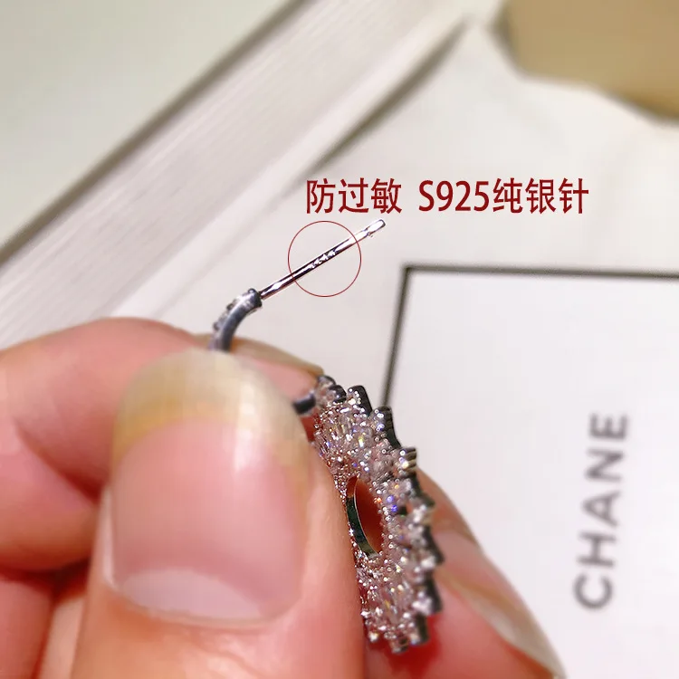 

CINKILE New Cubic Zirconia Round Circle Drop Earrings for Women Wedding Bridal Party Hollow Round Flower Earring Luxury Jewelry