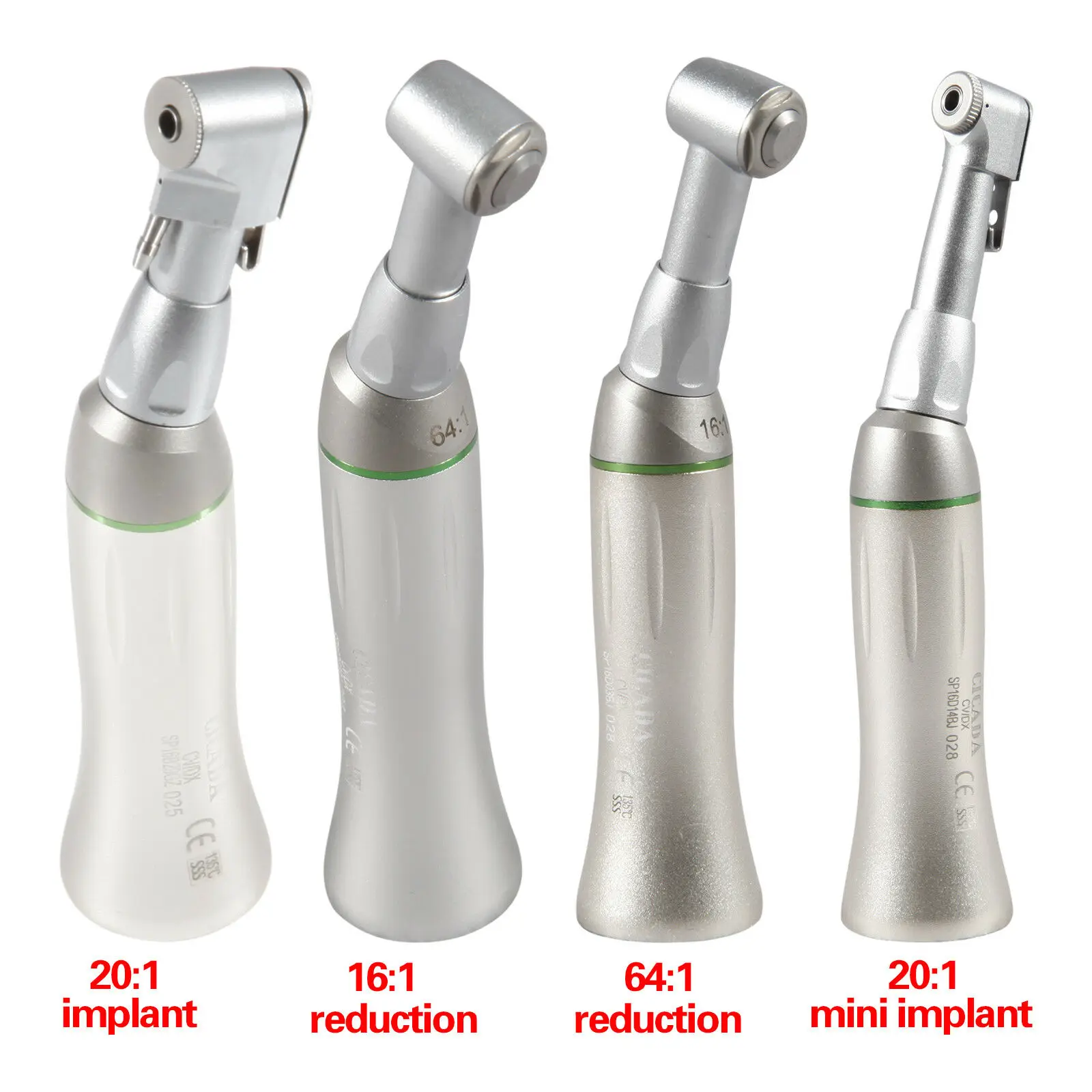 Endo Dental Reduction Implant Endodontic Contra Angle 10:1 16:1 20:1 64:1 Slow Speed Handpiece 4 Types Free Shipping