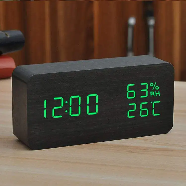 

Creative Wood Digital Clock Led Silent Glow Tube Date Temperature Alarm Bedroom Desk Digital Clock Zegar Home Decor Clock DB60SZ