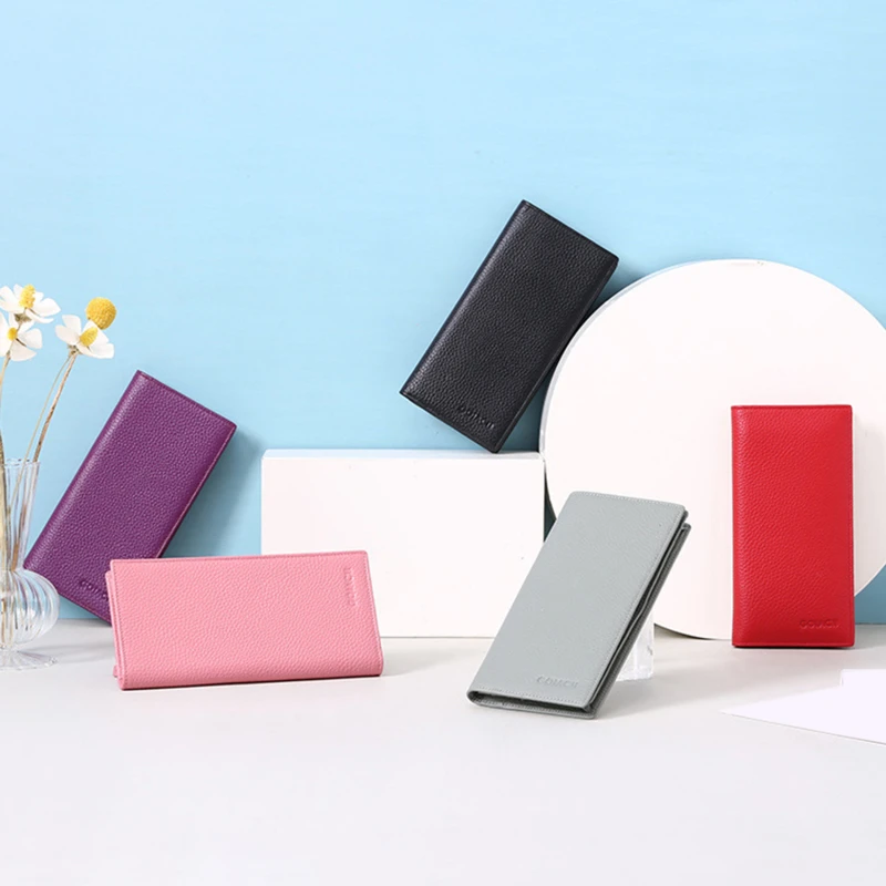 

Women Long Wallet Lady Travel Document Credit Card Holder New PU Leather Ultra-thin Wallet Female Zipper Coin Purse