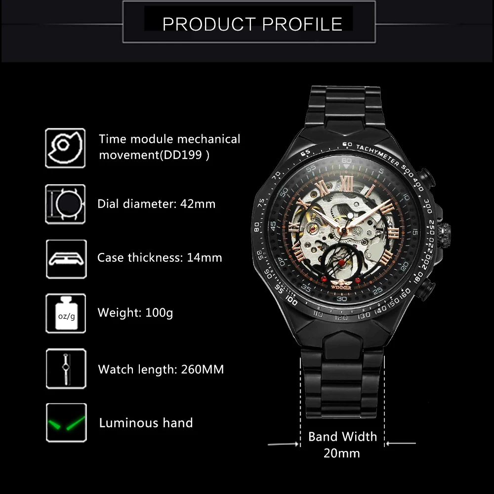 Часы T WINNER мужские автоматические механические стальные|gift gifts|gifts malegift men |