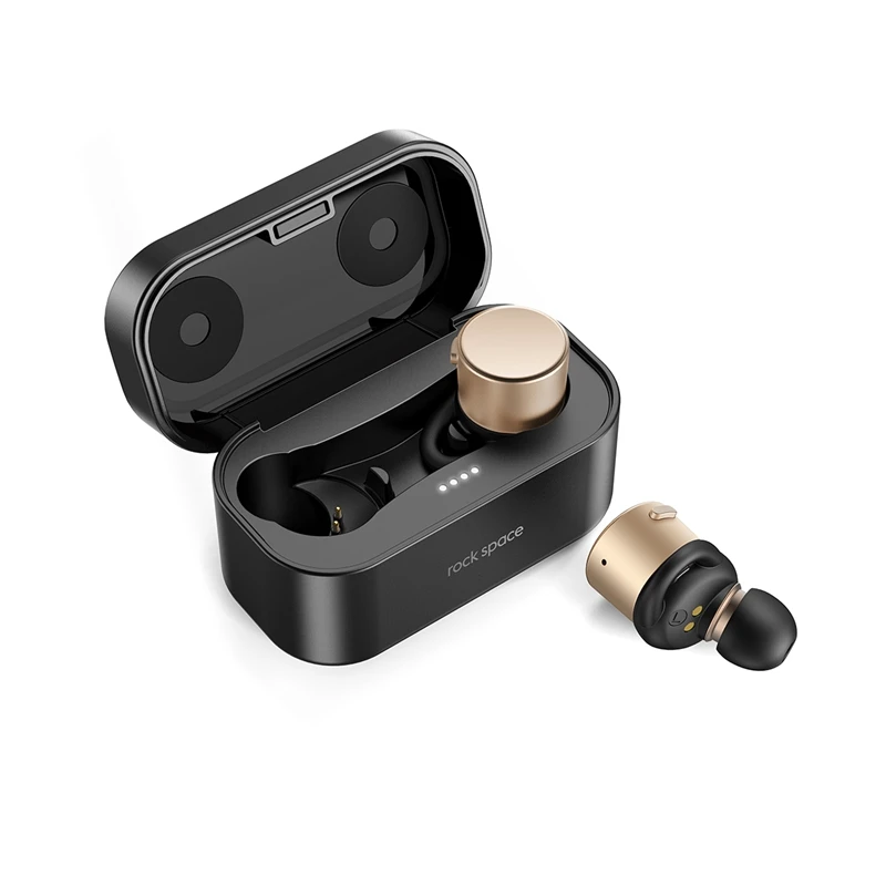 ROCK TWS True беспроводные bluetooth-наушники 4,1 версия мини-наушники-вкладыши стерео звук с микрофоном зарядная коробка для наушников для iPhone Xiaomi - Цвет: Gold
