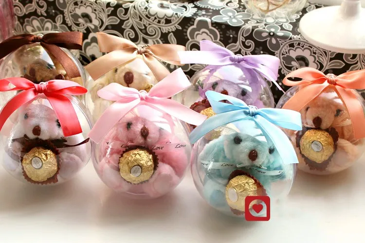 10 см прозрачный хрустальный шар коробка конфет Мишка Тедди круглые свадебные