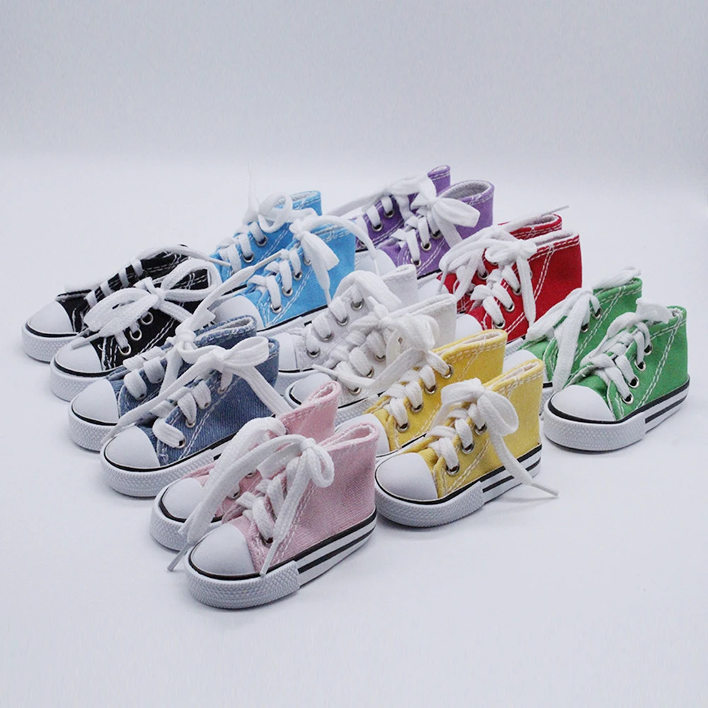 

1 Pair 7.5CM Doll Sneakers Assorted Colors Doll Canvas Shoes for 1/3 1/4 BJD Dolls Toy Hand Made Boots Doll Accessories Clothes