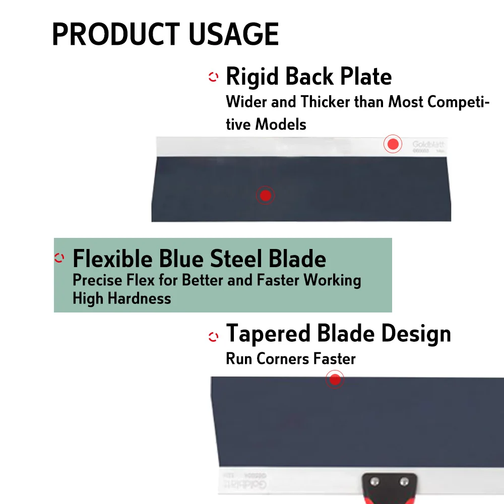 Goldblatt construction tools  Blue Steel Taping Knife 10 in. with Soft Grip Handle for drywalling drywall tools home improvement