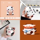 Чехол для AirPods 1 2 Pro, милый мультяшный 3D-чехол с животными, корова, скот, молоко, чай, коробка, мягкий силиконовый беспроводной Bluetooth-наушник, защитный чехол