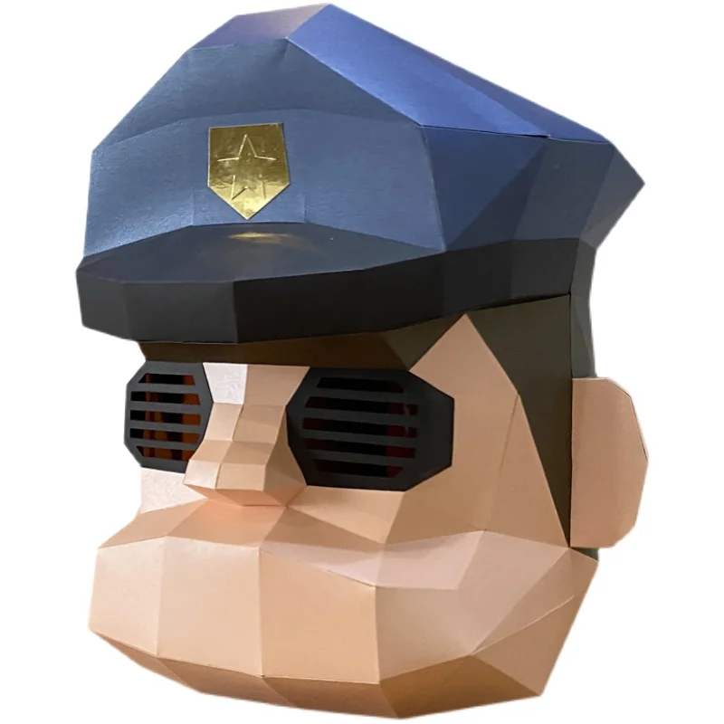 Мультяшная полицейская маска, бумажная модель, маленький размер, 3D Бумажная поделка, искусство, оригами, костюм для вечеринки, косплей, цвет RTY323 (art.: 3920bca472eb2) - 3920bca472eb2