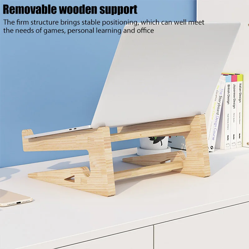 

Деревянная универсальная подставка для ноутбука, охлаждающий кронштейн для ноутбука Macbook Pro Air IPad Pro, съемный деревянный держатель