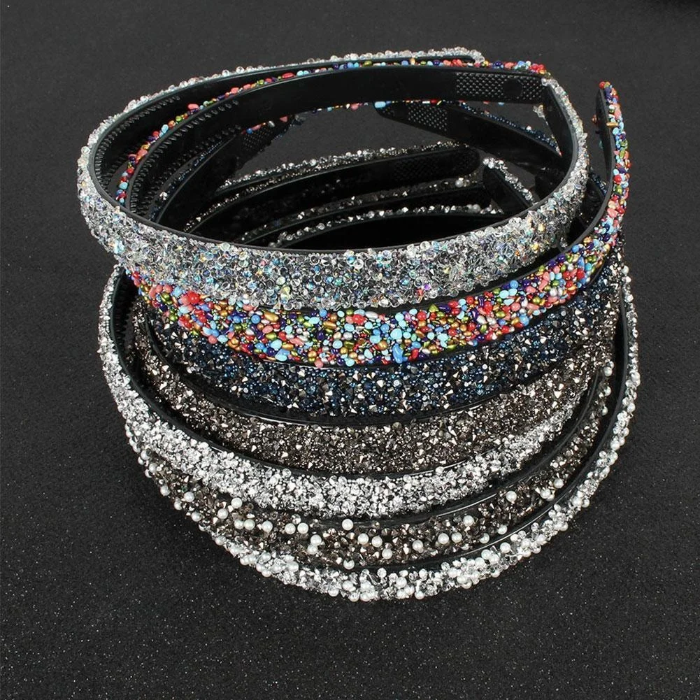

Luxury Crystal Pearl Rhinestone Headbands Fashion Women Hair Accessories Headdress Padded Hairbands Hair Bands Sparkly Hair Hoop