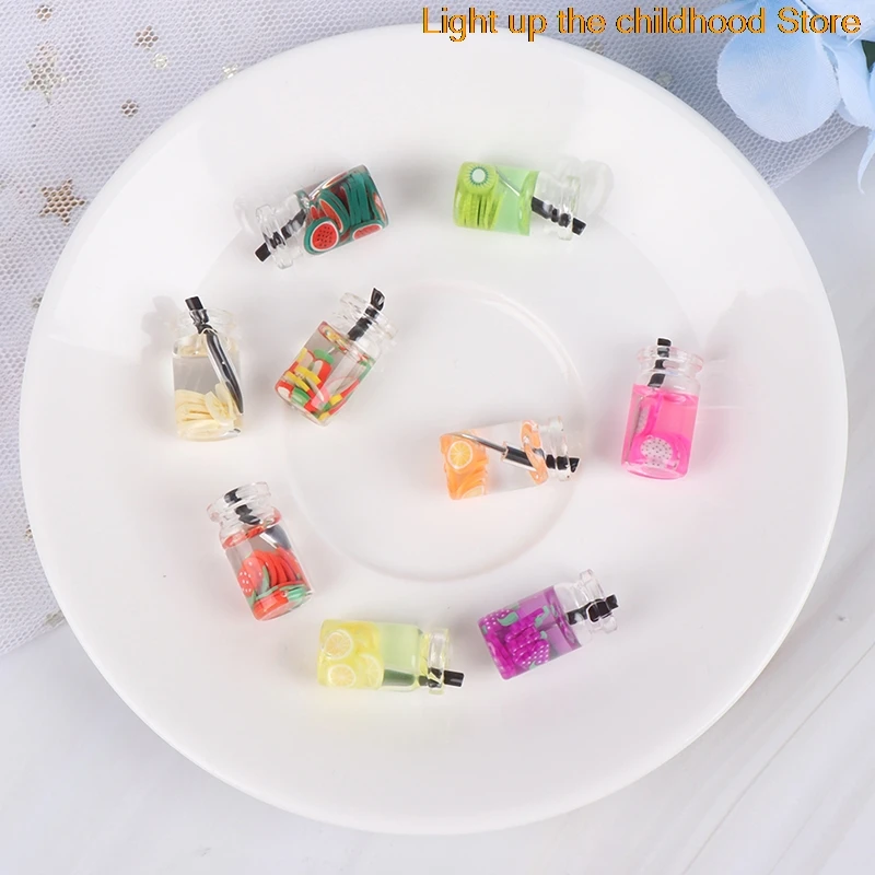

1:12 Dollhouse Miniature Food Mini Resin Fruit Bottle Simulation Drinks Model Toys Fruit Drink Play Dollhouse Model Toys