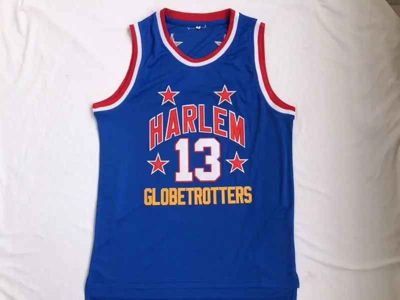 

Retro College Stitched 13 Wilt Chamberlain Too Tall Hall Harlem Globetrotters Basketball Jersey