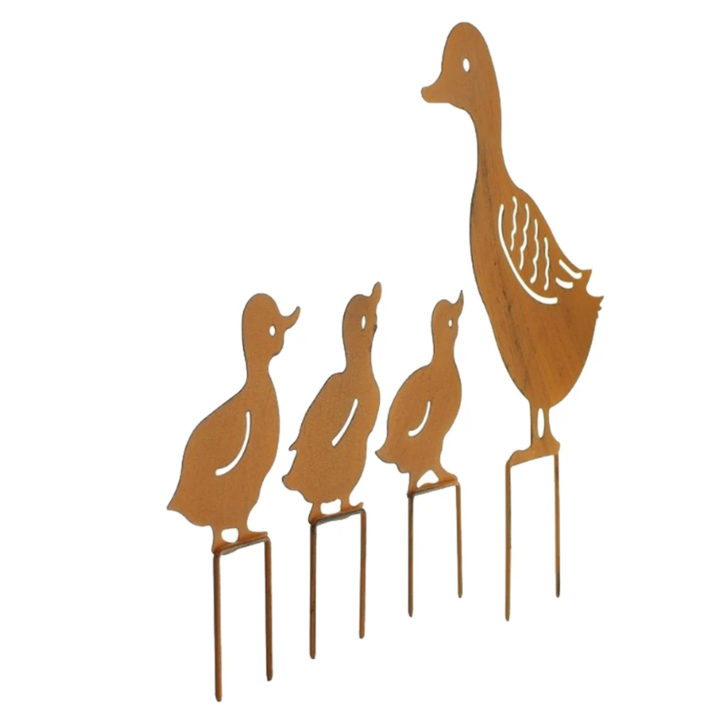 Набор из 4 Ретро украшений в форме утки садовые украшения металлические железные