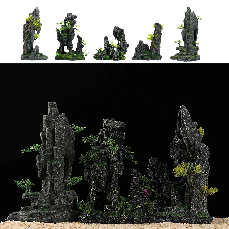 Украшение для аквариума большой камень из искусственной смолы ландшафтный Декор