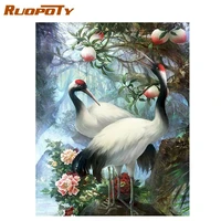 ruopoty crowned crane diy painting by numbers kit animals calligraphy painting wall art picture acrylic paint for home art